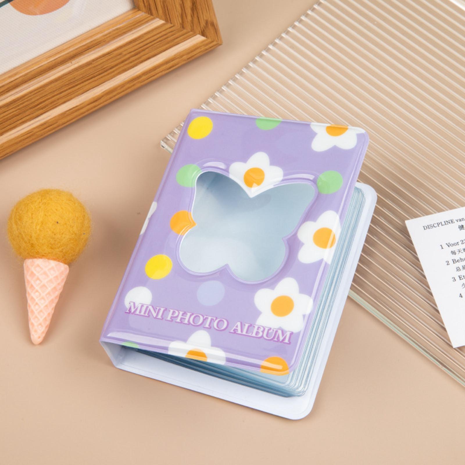 Business Card Holder 3 inch Mini Photo Album Cartoon Cards Binder 40 Pockets Photocard Holder Book for Travel Record Wedding Guest Book Gift