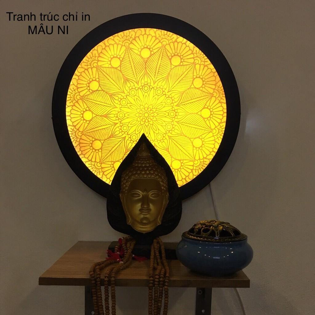 Đèn thờ Hào quang in tranh trúc chỉ, khung sắt, đường kính 30cm nhiều mẫu (đặt tượng thờ cao 25cm đến 40cm