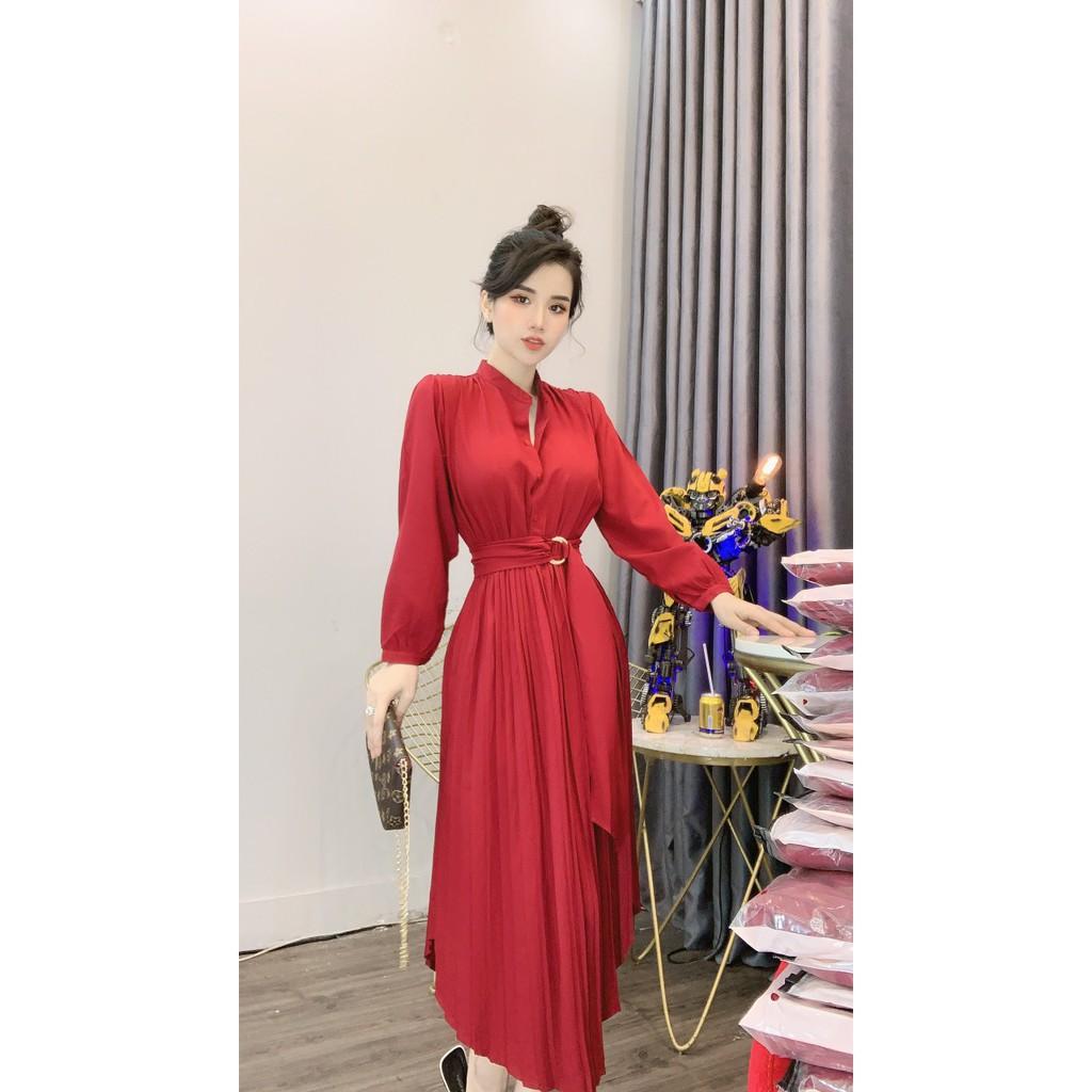 Váy Đỏ Kèm Nịt Tay Dài , Siêu Tôn Dáng Thời Trang Thanh Lịch Shop Hạt đậu nhỏ Boutique