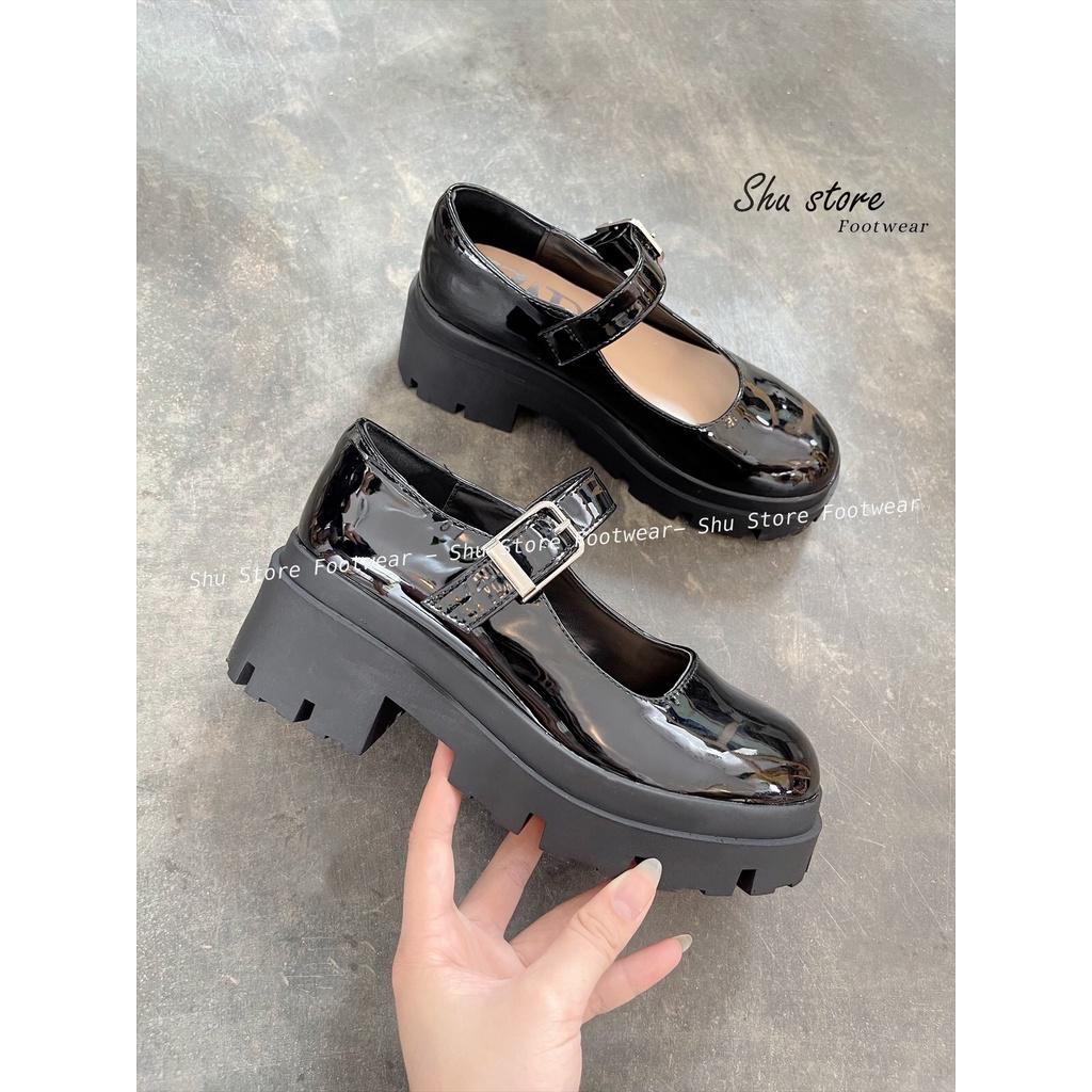 Giày búp bê quai ngang khoá vuông cao 6 phân tôn dáng cho nàng thời trang Shu Store