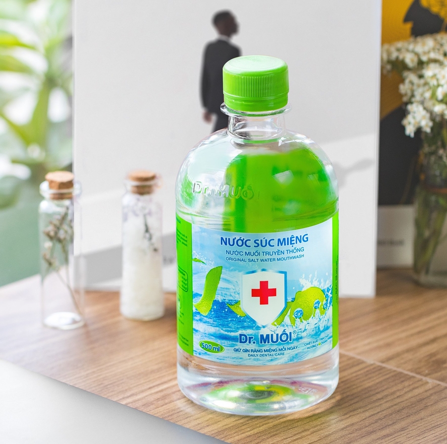 Nước súc miệng Dr. Muối hương vỏ chanh (1000ml)-Loại vi khuẩn, ngừa viêm họng, hết hôi miệng, chống sâu răng