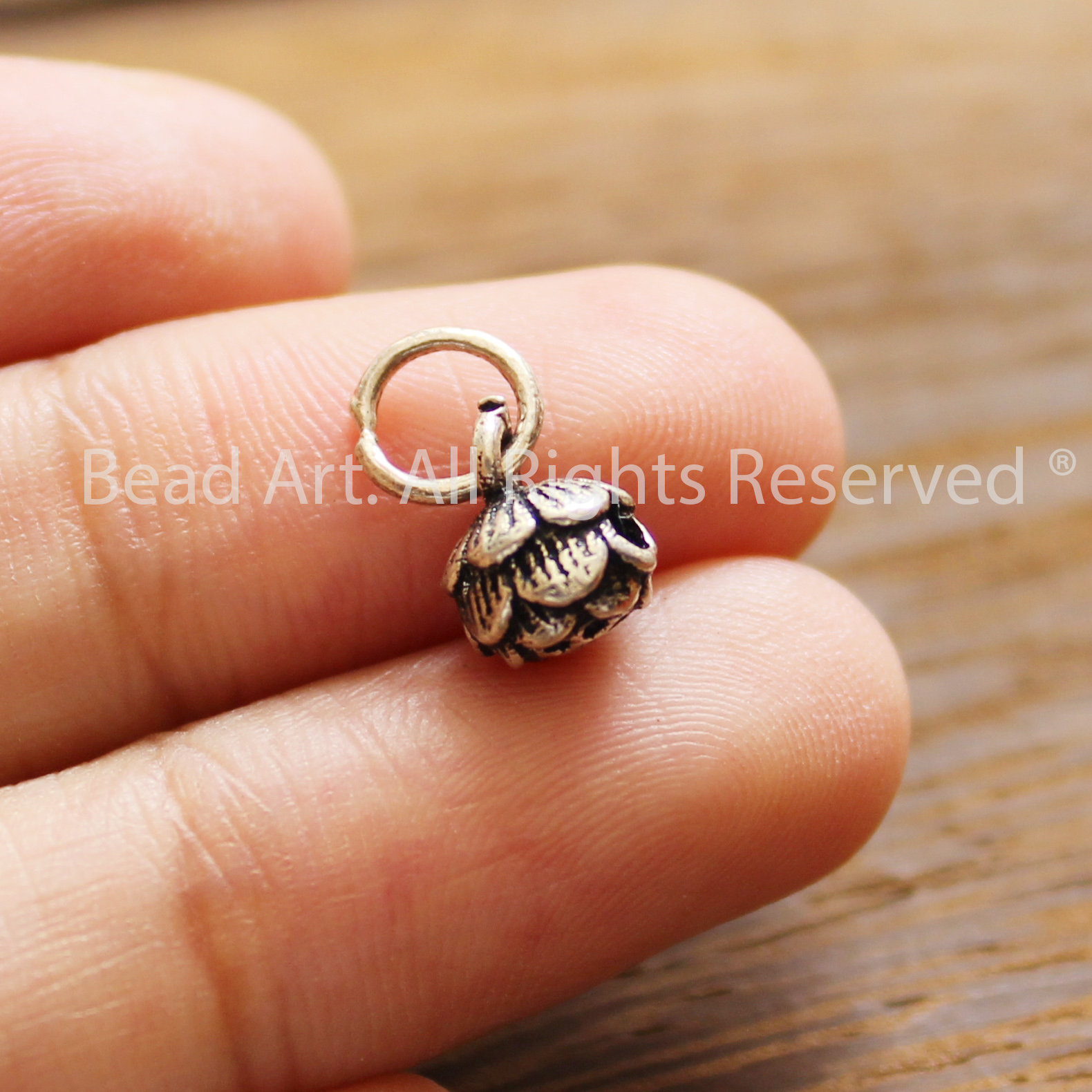 Charm Hoa Sen Treo Tòng Teng 12x6.5MM, Bạc 925, Phối Vòng Tay, Chuỗi Hạt, Trang Sức Phong Thuỷ - Bead Art