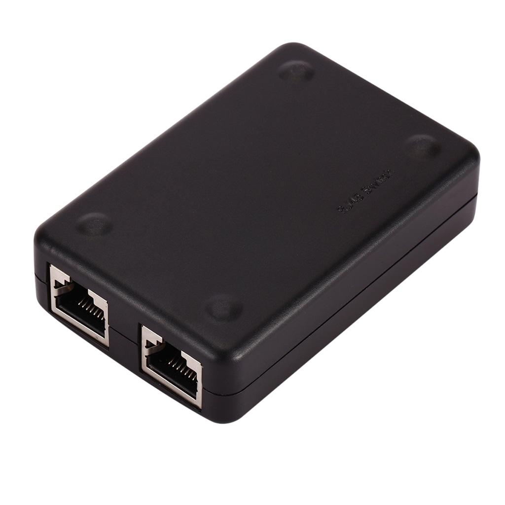 2In1 Out RJ45 Network Switch Box Ethernet Internet Adapter Hub Splitter For Computer Black