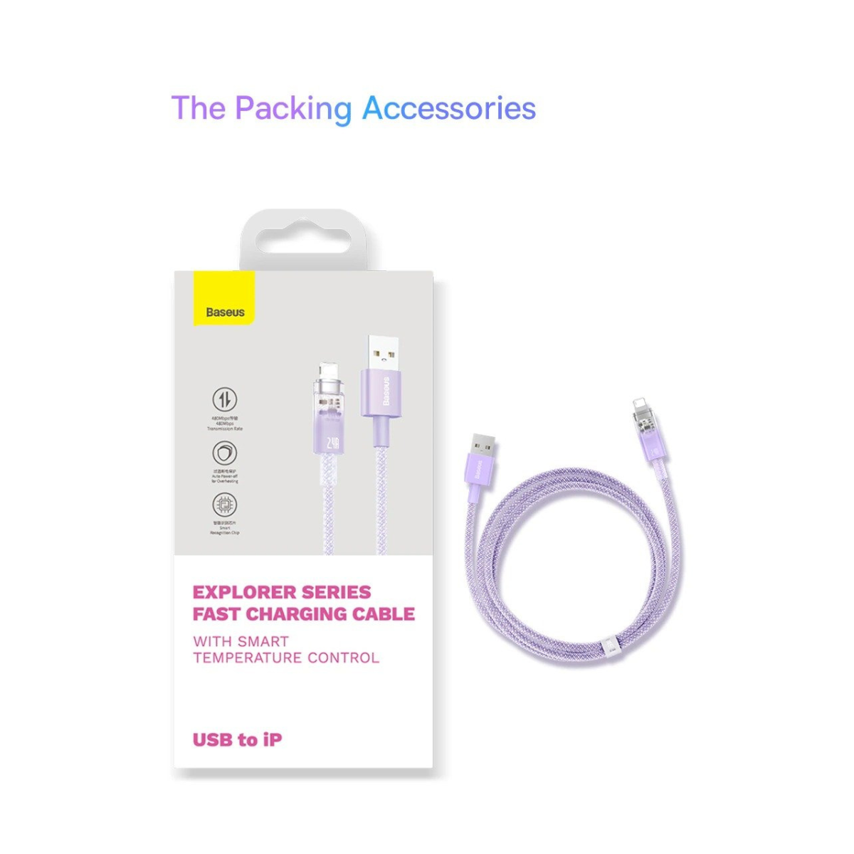 Cáp sạc sạc nhanh Baseus Explorer Series tự ngắt USB-IP CATS000501- Hàng chính hãng