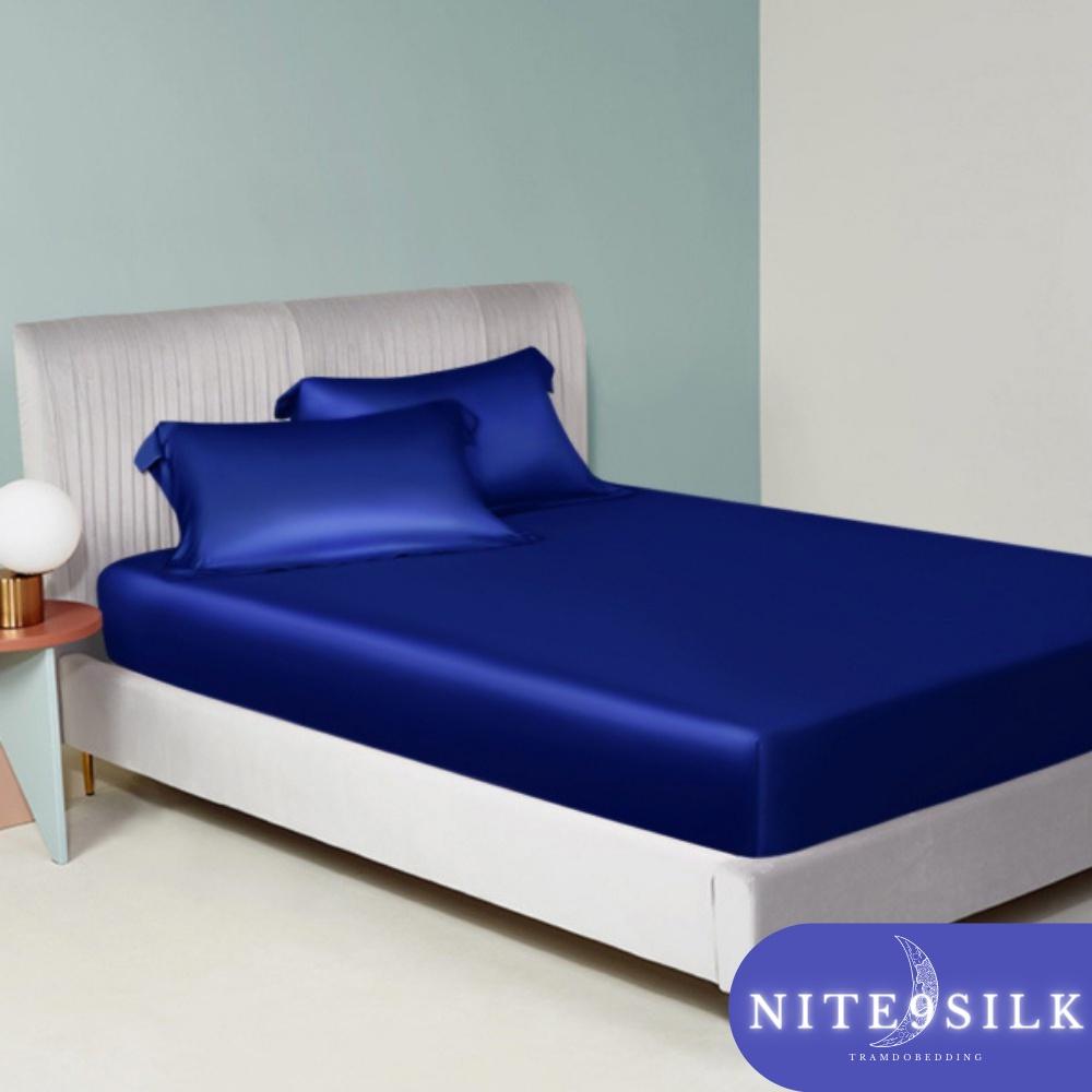 Bộ Chăn Ga Gối Lụa Bảo Vệ Mái Tóc - Chăn Ga Giường Lụa - Màu Xanh Dương - Nite9 Silk