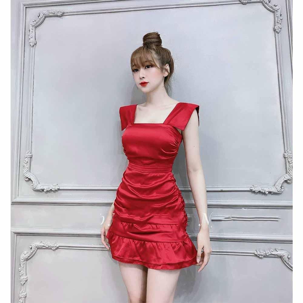Đầm váy body 2 dây bản to siêu xinh xắn thời trang nữ dạo phố dự tiệc