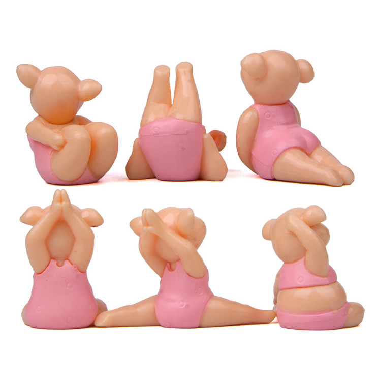 Combo 06 mô hình chị lợn hồng cute tập Yoga