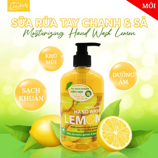 Sữa Rửa Tay Khử Mùi Kháng Khuẩn Tinh Chất Chanh Xả COSLIVE 500ml