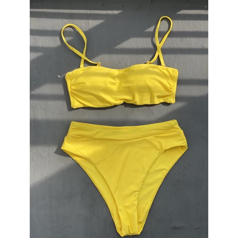 BIKINI 2 MẢNH CÚP NGỰC HAI DÂY MÀU TRƠN THỜI TRANG ĐI BƠI ĐI BIỂN (BAMBO BIKINI)