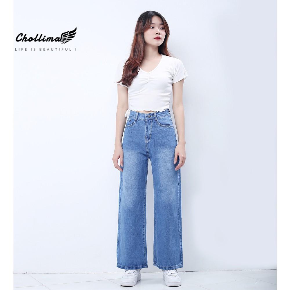 Quần jeans nữ Chollima ống rộng SIMPLE JEAN Unisex vải jean cao cấp chất đẹp QD026