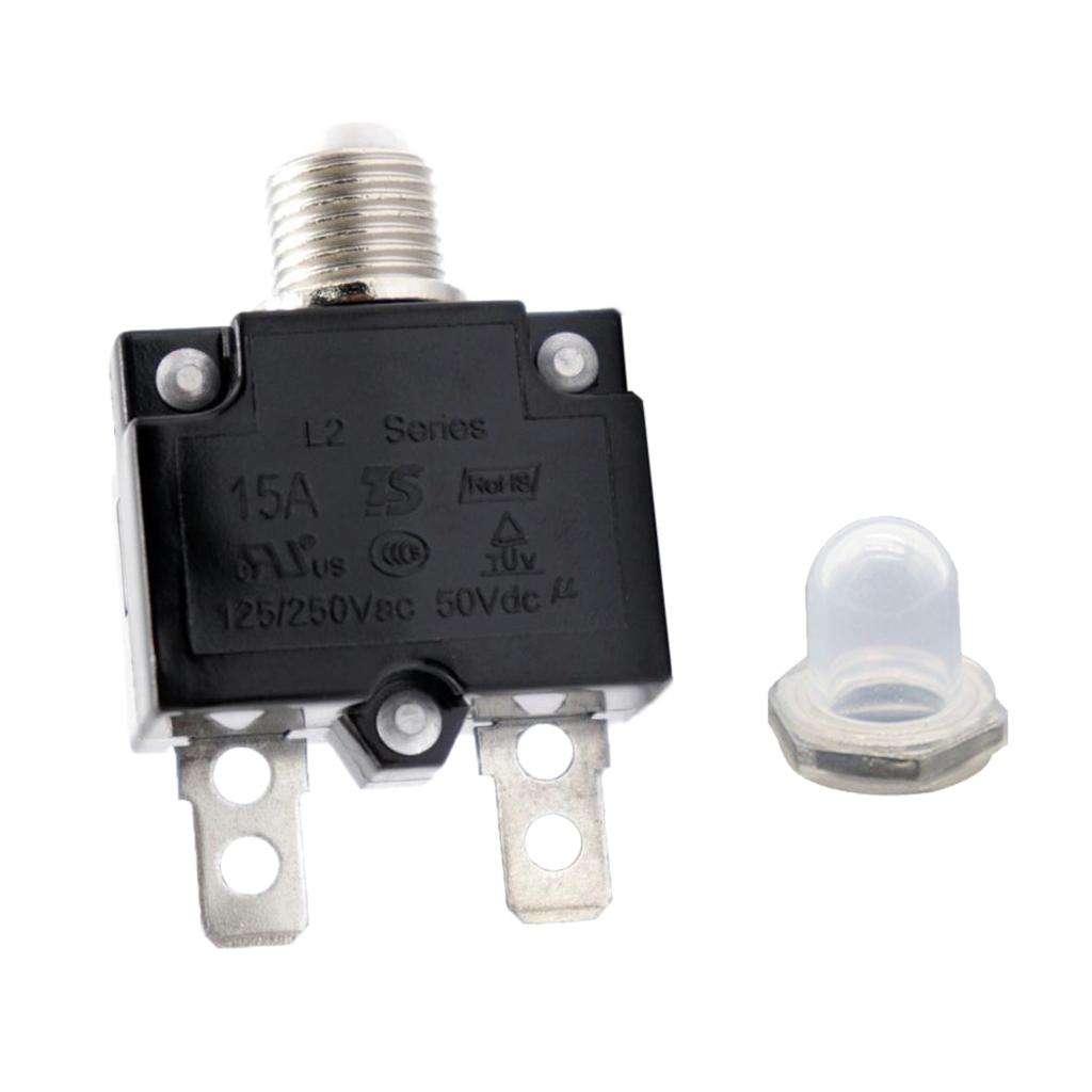 Circuit Breaker 15AMP Push Button Resettable Thermal Panel Mount AC 125/250V