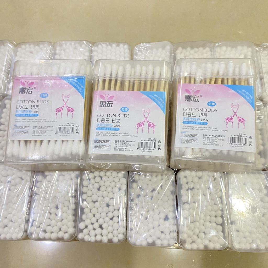 Hộp tăm bông 100 que thân gỗ - K17