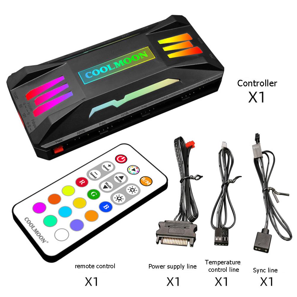 COOLMOON ARGB Bộ Điều Khiển 4Pin PWM 5V 3Pin ARGB Quạt Làm Mát Điều Khiển Từ Xa Thông Minh Cho Máy Tính PC Ốp Lưng Khung Tản Nhiệt