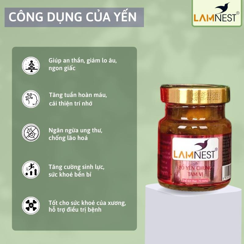 Yến Sào Chưng Sẵn Tam Vị LamNest tươi nguyên chất 30% yến 70ml bồi bổ sức khỏe - yensaocaocaplamnest