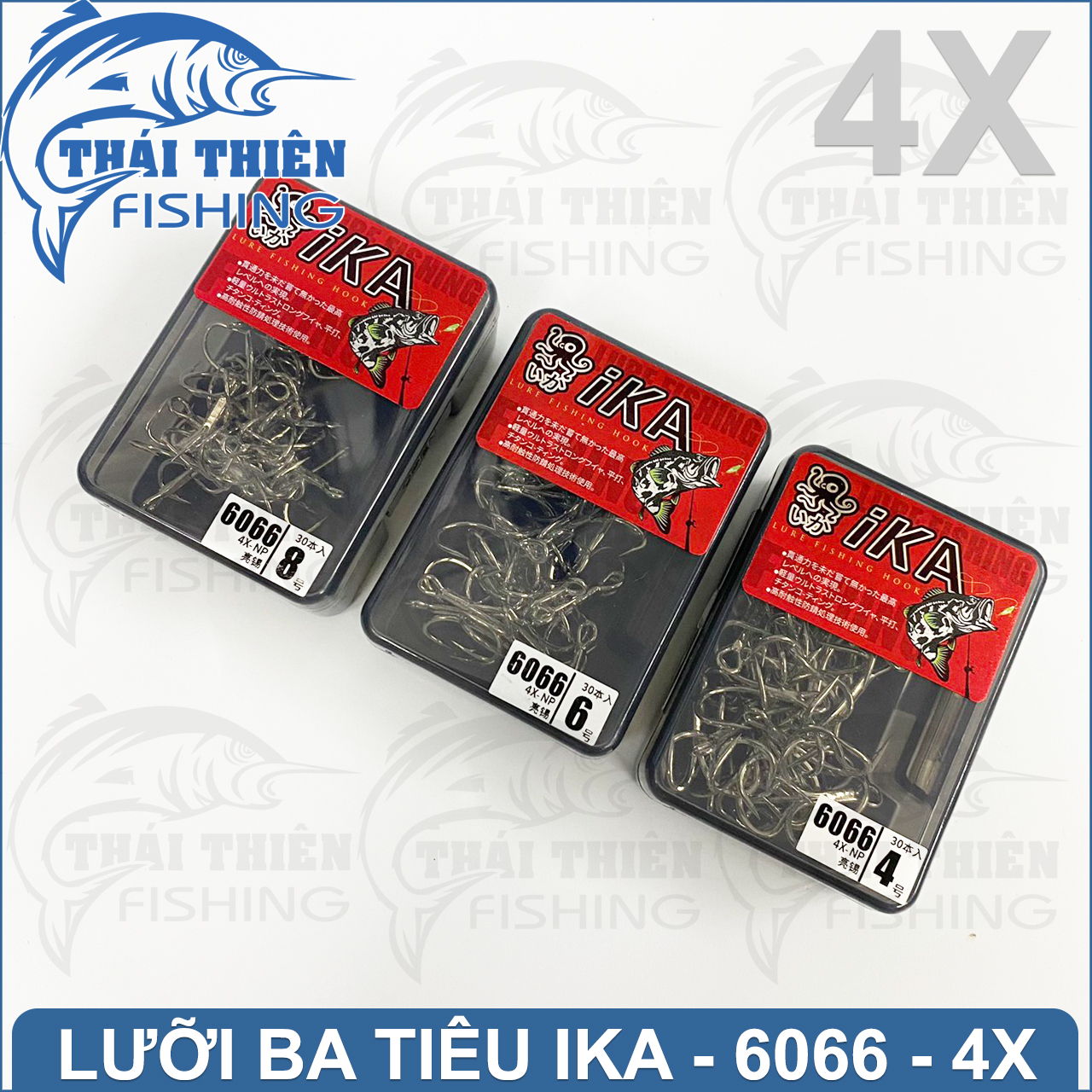 Lưỡi Câu Ba Tiêu 4X Ika 6066 Thép Trắng Không Gỉ