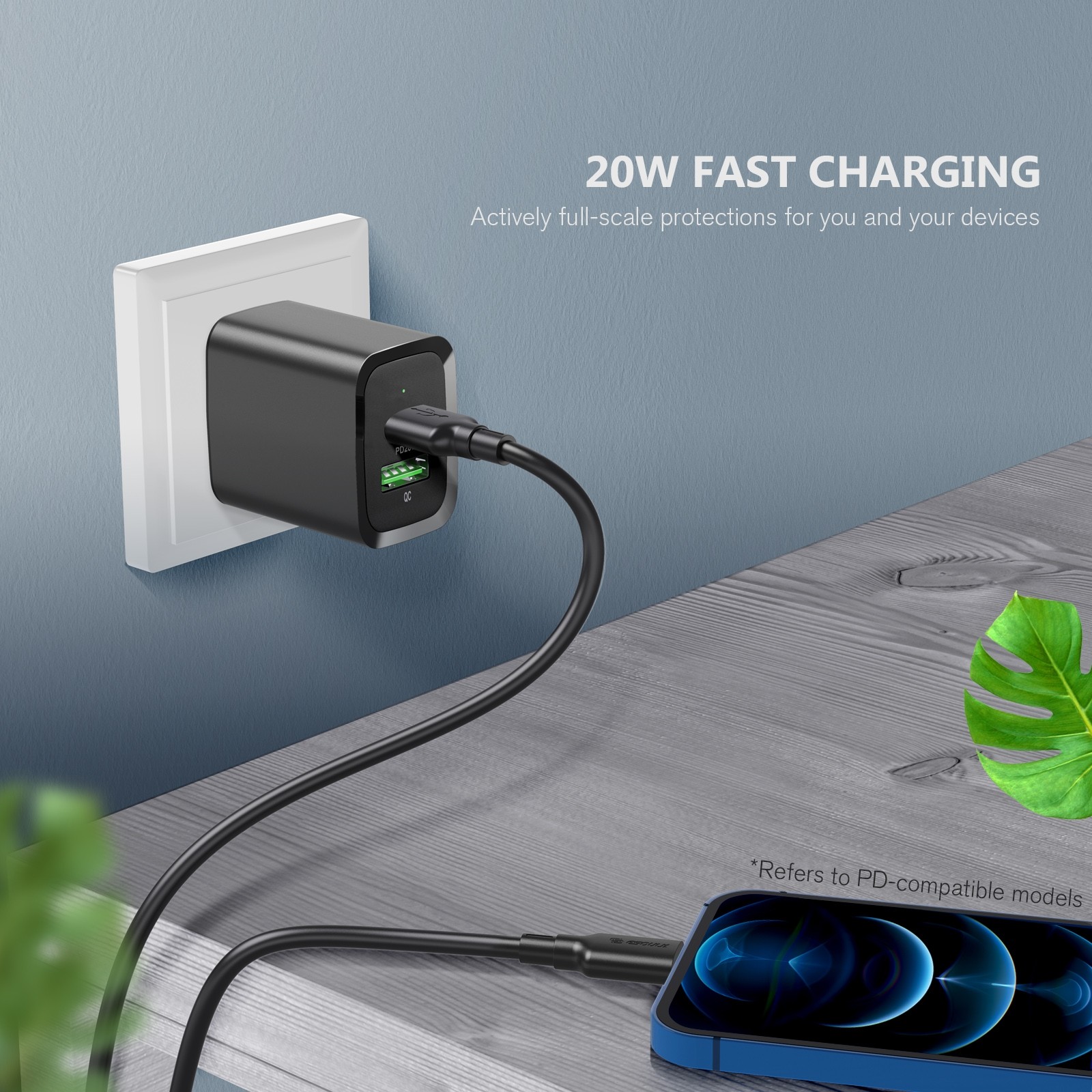 Củ Sạc Nhanh 20W/40W (PD Type-C / USB QC 3.0) Tiện Lợi Cho Iphone /Ipad/Samsung/Oppo...- Hàng Nhập Khẩu - Củ 2 Cổng : PD + USB Quick Charge 3.0