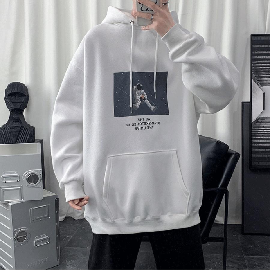 Áo mũ Hoodie Unisex Phi Hành Gia Phong Boutique form rộng 2 màu nỉ bông cặp đôi nam nữ Oversize Ulzzang thu đông