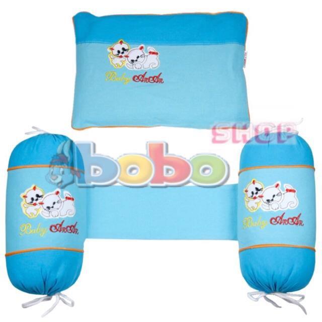 Bộ Gối Vỏ Đậu Xanh Tự Nhiên Cho Bé Sơ Sinh 30cm - Màu Ngẫu Nhiên ( 1 Gối Nằm, 2 Gối Chèn)