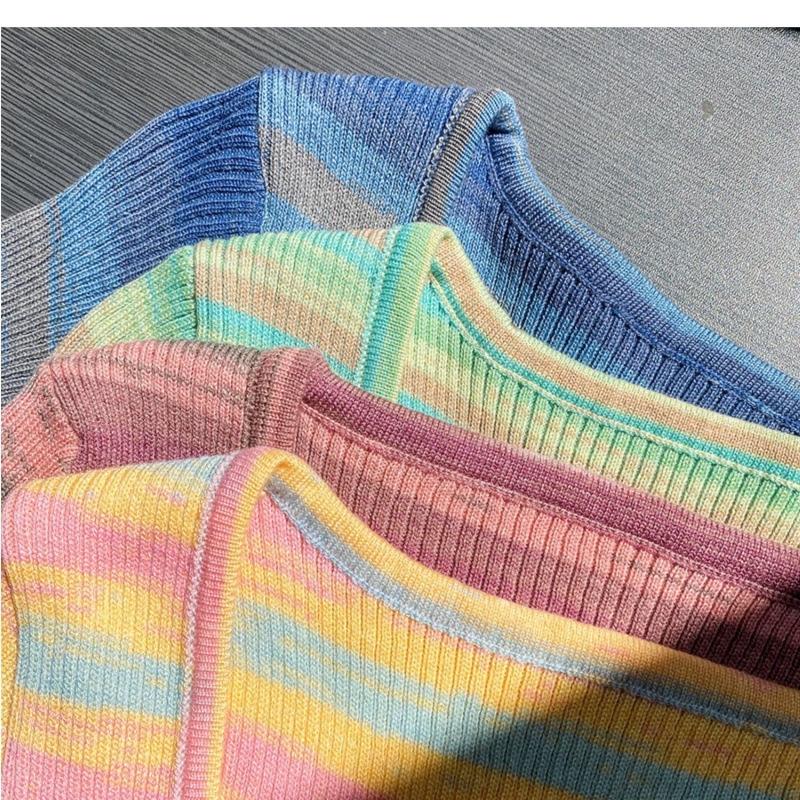 MS654 Áo len tăm cổ vuông croptop loang màu