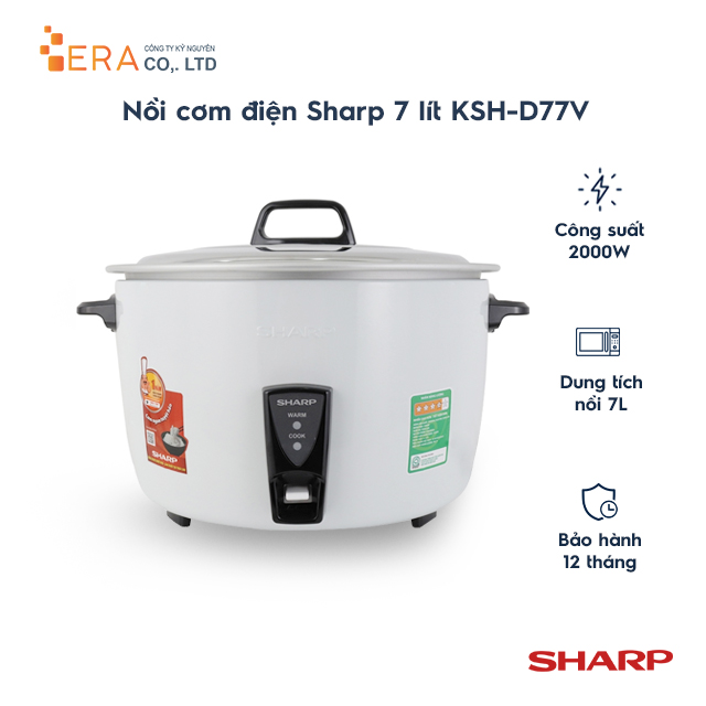 Nồi Cơm Điện Nắp Rời Sharp KSH-D77V (7L) - Hàng chính hãng