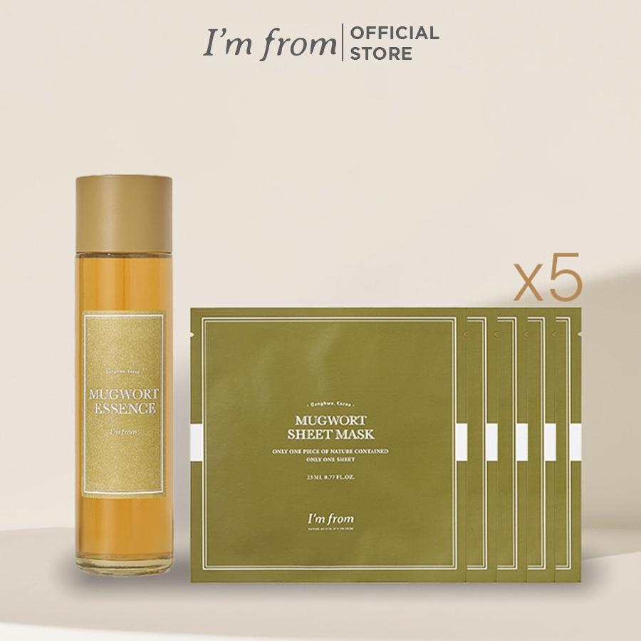 Combo I'm From Tinh chất Mugwort Essence 160ml + 5 I'm From Mặt nạ giấy Mugwort Sheet mask 23ml