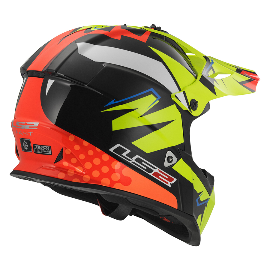 Mũ Bảo Hiểm Fullface Off Road LS2 MX437 Fast Volt Black Yellow Orange