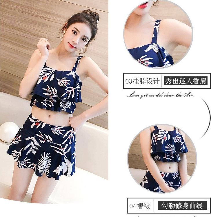 Bikini 2 mảnh kín đáo có độn ngực, quần váy cạp cao che khuyết điểm, chất liệu mềm mai co giãn, đủ size từ 40-60kg