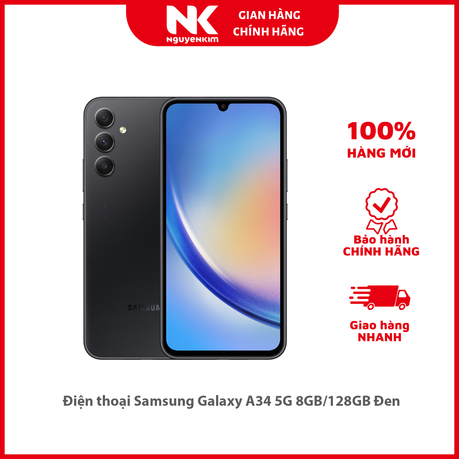 Điện thoại Samsung Galaxy A34 5G 8GB/128GB Đen - Hàng chính hãng