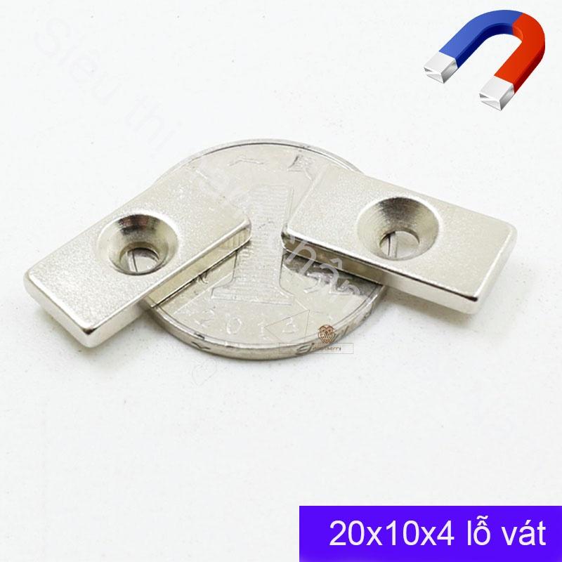 Nam châm kích thước 20x10x4 lỗ vát set 10 viên, nam châm vĩnh cửu siêu hít