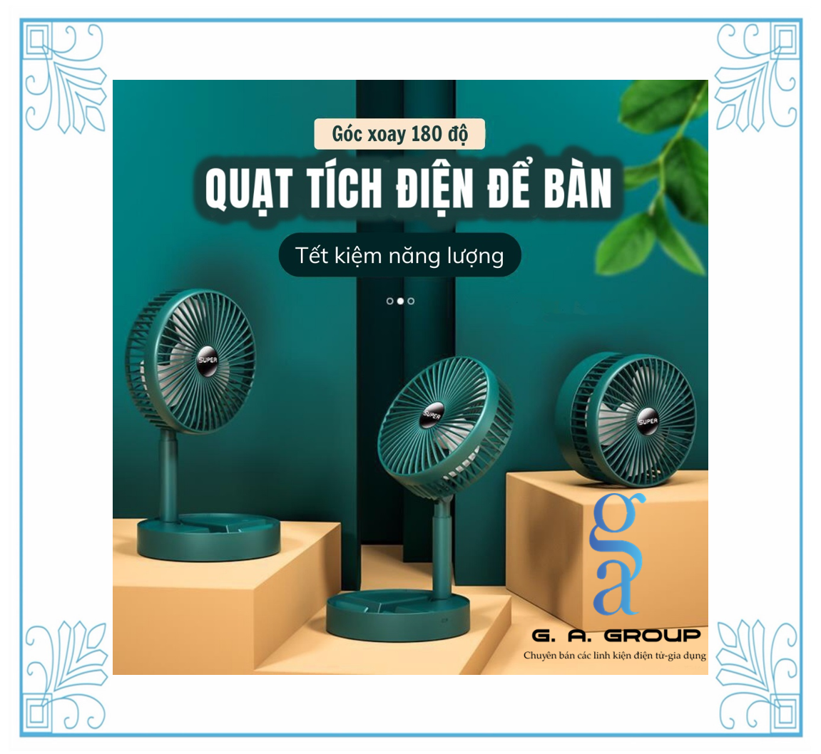 QUẠT SẠC SUPER FS21 ĐỂ BÀN , GẤP GỌN TIỆN DỤNG , 3 CHẾ ĐỘ GIÓ