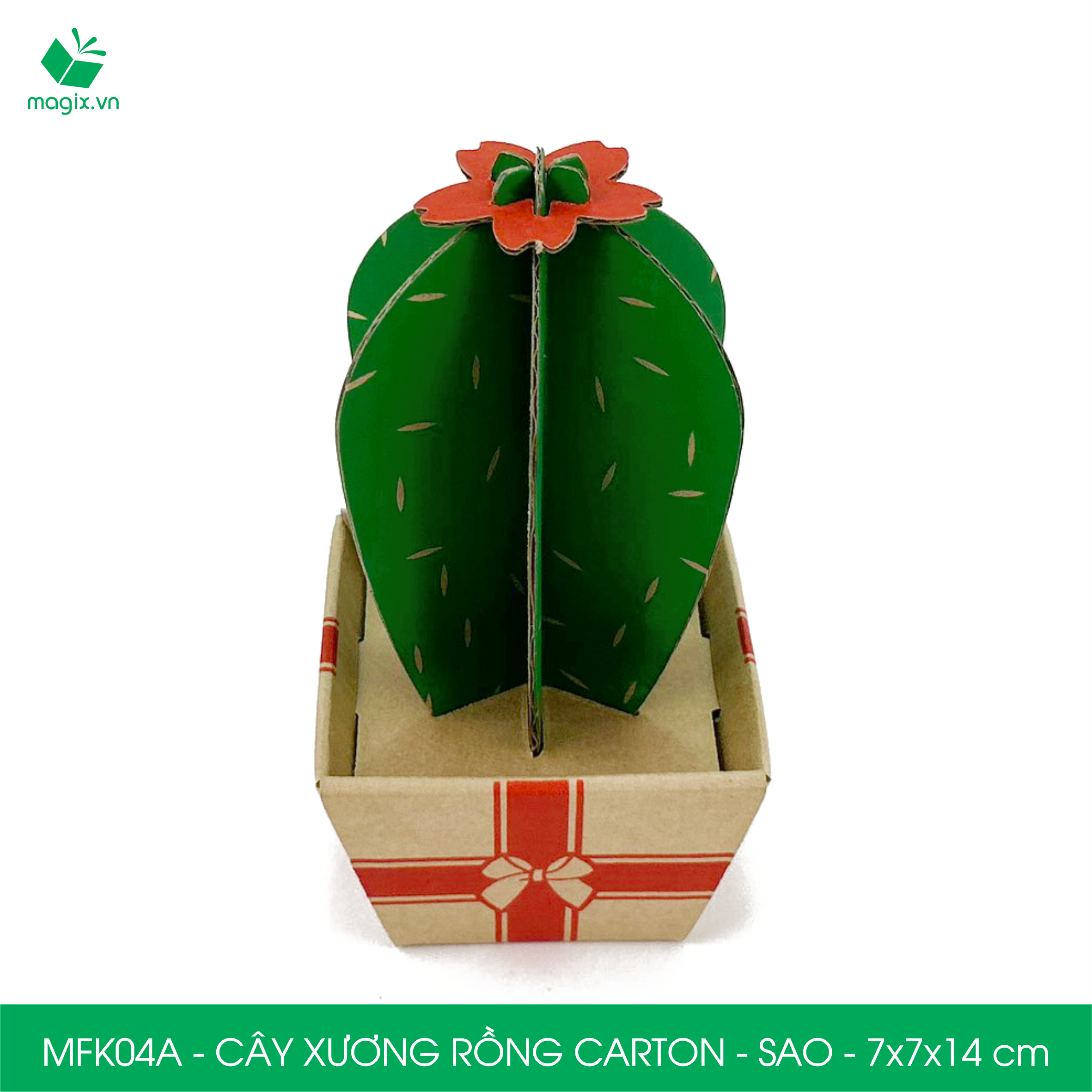 MFK04A - 7x7x14 cm - Cây xương rồng lắp ráp bằng giấy carton để bàn trang trí, bộ xếp hình sáng tạo
