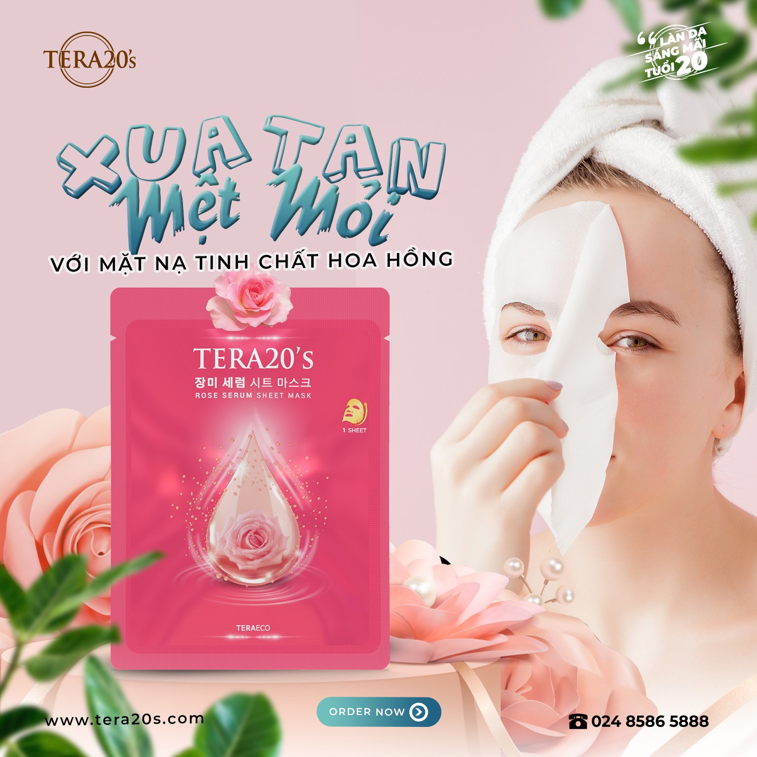 Mặt nạ dưỡng da Serum Hoa Hồng TERA20's Hàn Quốc