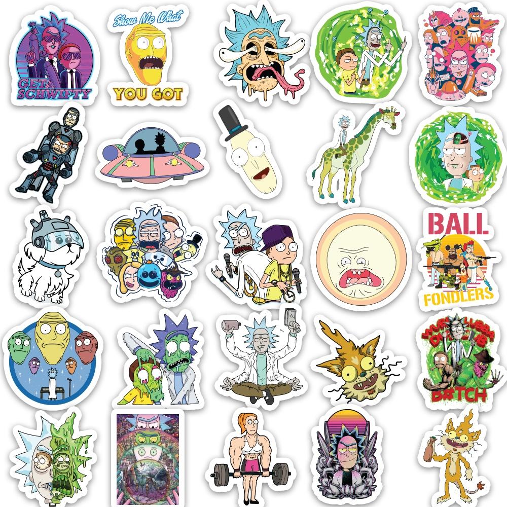 Set 50 cái Sticker Rick and Morty dán mũ bảo hiểm, hình dán Rick and Morty chống nước, decal hình Rick and Morty cute