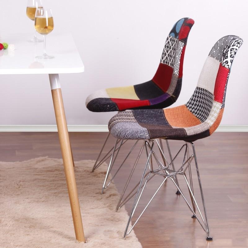 Ghế Eames thổ cẩm chân thép