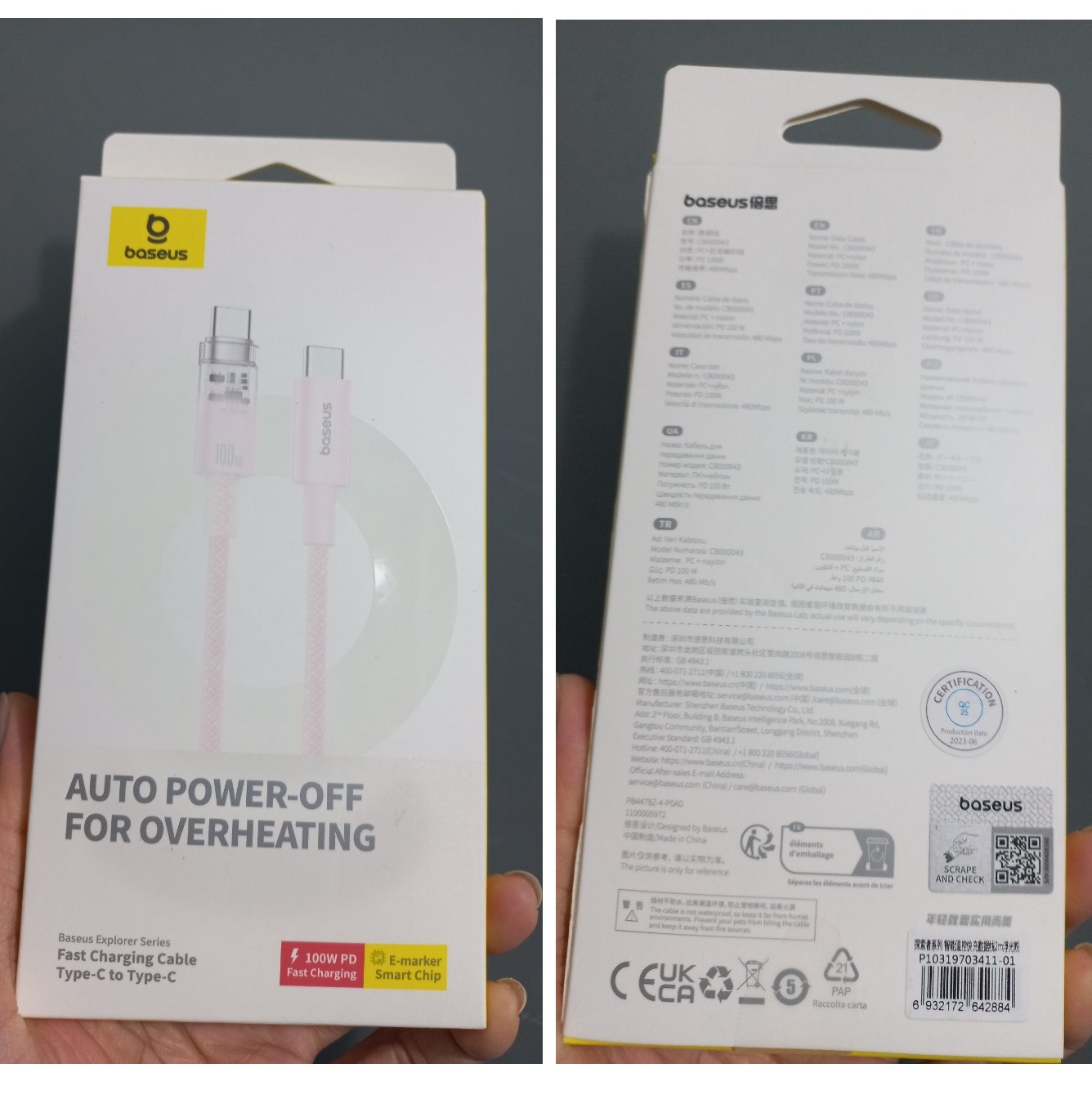 [C to C] Dây sạc nhanh 2 đầu type C 100W sạc nhanh Macbook laptop Baseus Explorer CB000043 _ Hàng chính hãng
