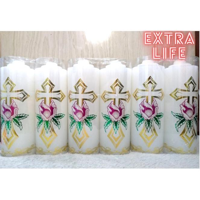 Đèn cầy - Nến trụ trắng cao hình Thánh giá cao 20 cm - đường kính 6cm - Cam kết không mùi không khói