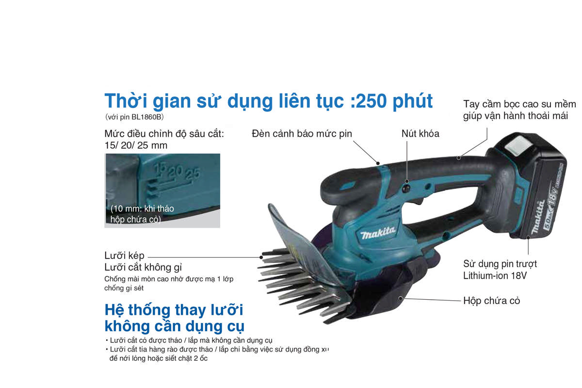 Thân Máy tỉa hàng rào dùng pin 18V Makita DUM604Z