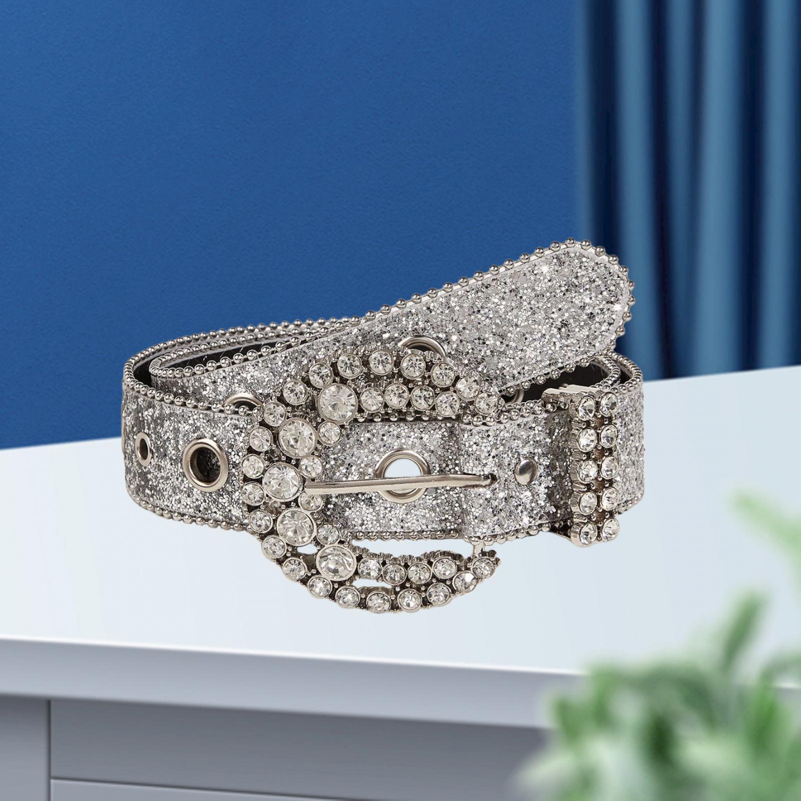 Rhinestone Belt Cowgirl Cowboy for Women Men Pants PU Leather Belt