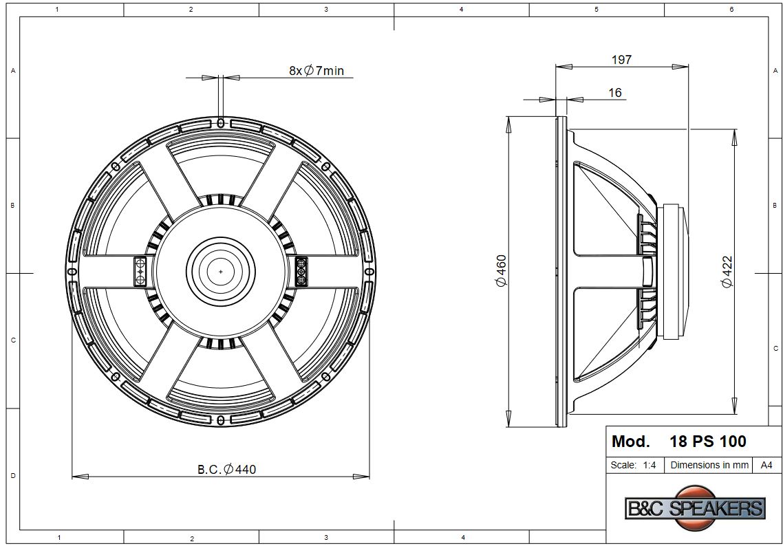 Loa rời Sub 5 Tấc B&C SPEAKERS  - ITALIA18PS100 ( 1 cái)– Hàng Chính Hãng