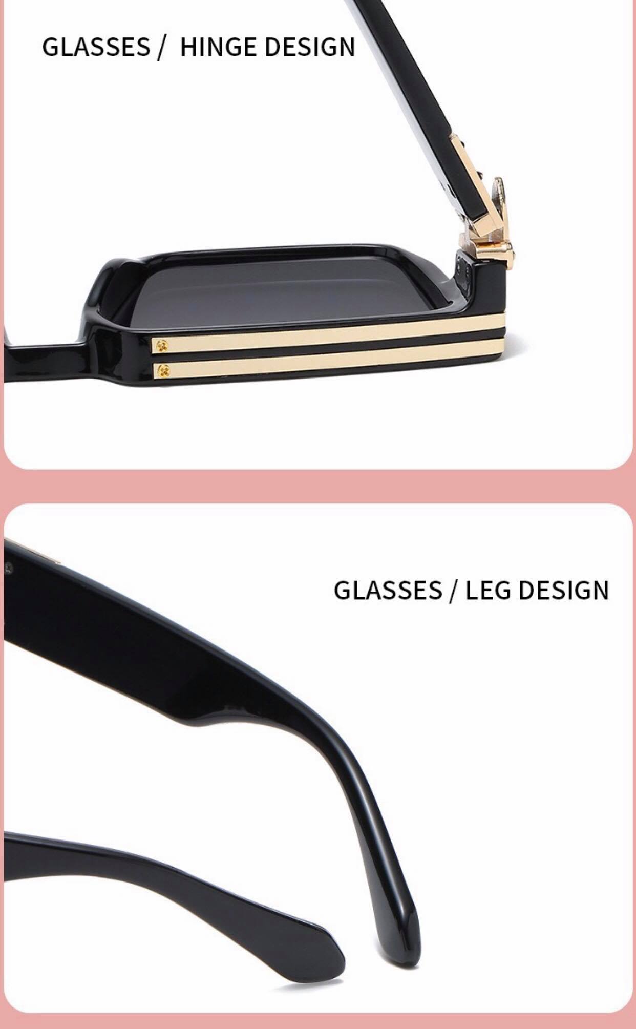 Kính râm thời trang Mắt vuông viền vàng cao cấp