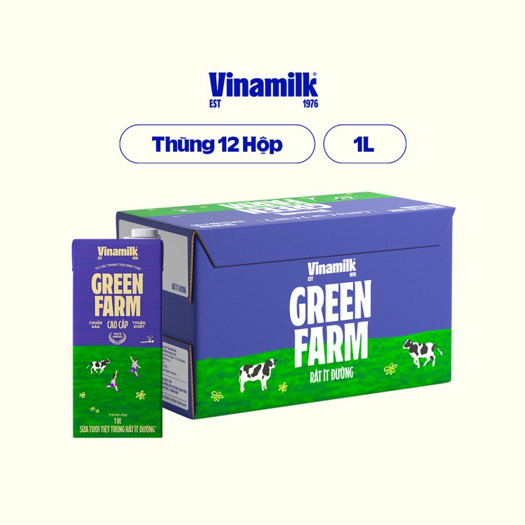 Sữa tươi tiệt trùng Rất ít đường Vinamilk Green Farm - Thùng 12 Hộp 1L