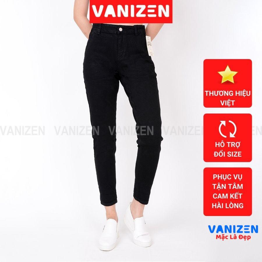 Quần jean nữ ống rộng baggy đẹp lưng cao cạp bán chun đen trắng trơn hàng cao cấp mã 458 VANIZEN