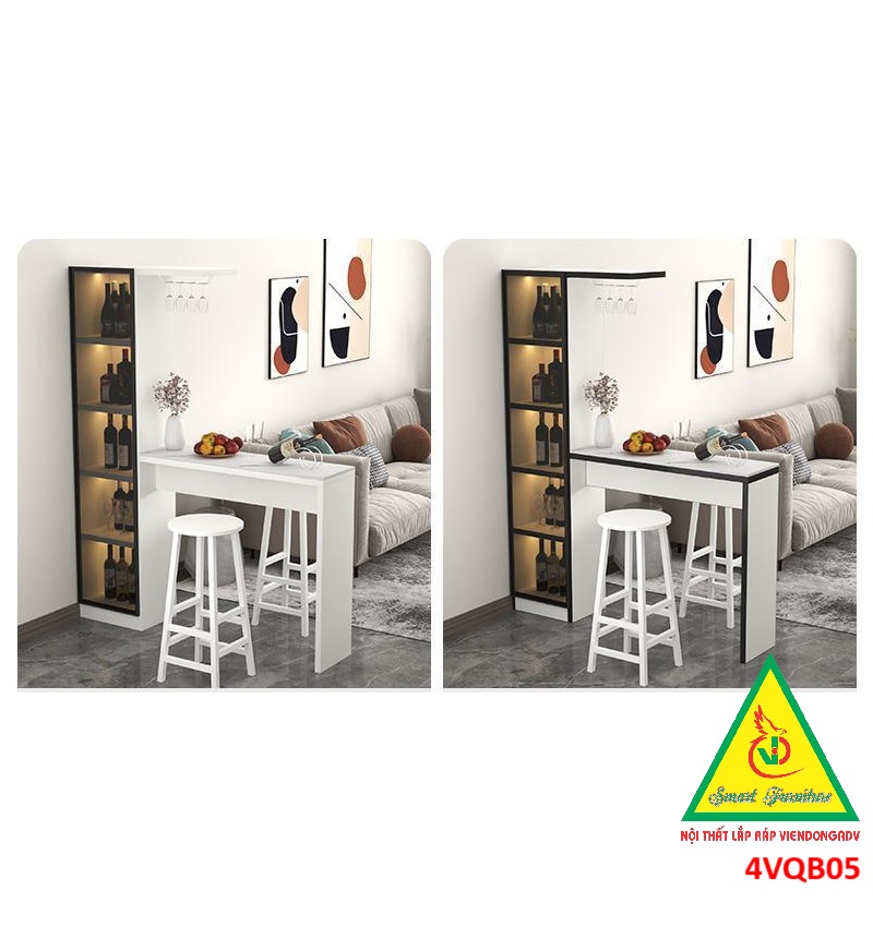 Quầy bar mini, quầy bar kiêm vách ngăn phòng khách nhà bếp 4VQB05 ( Không kèm ghế )- NỘI THẤT LẮP RÁP VIENDONGADV