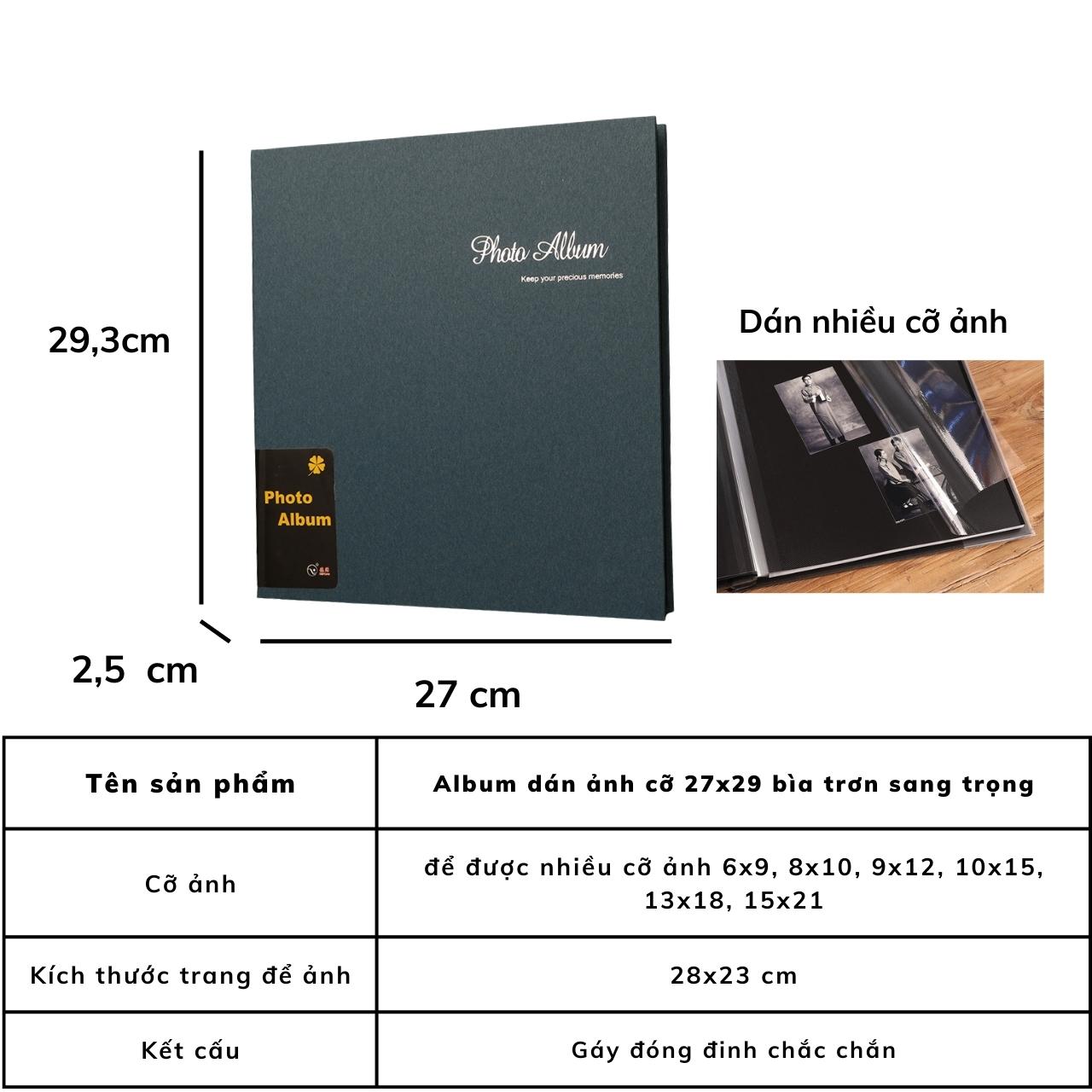 Album dán ảnh cỡ 23x23 cm hoặc 27x29 cm , 34x32 cm bìa họa tiết trang nhã quà tặng, để ảnh cho con, trang có sẵn keo dán