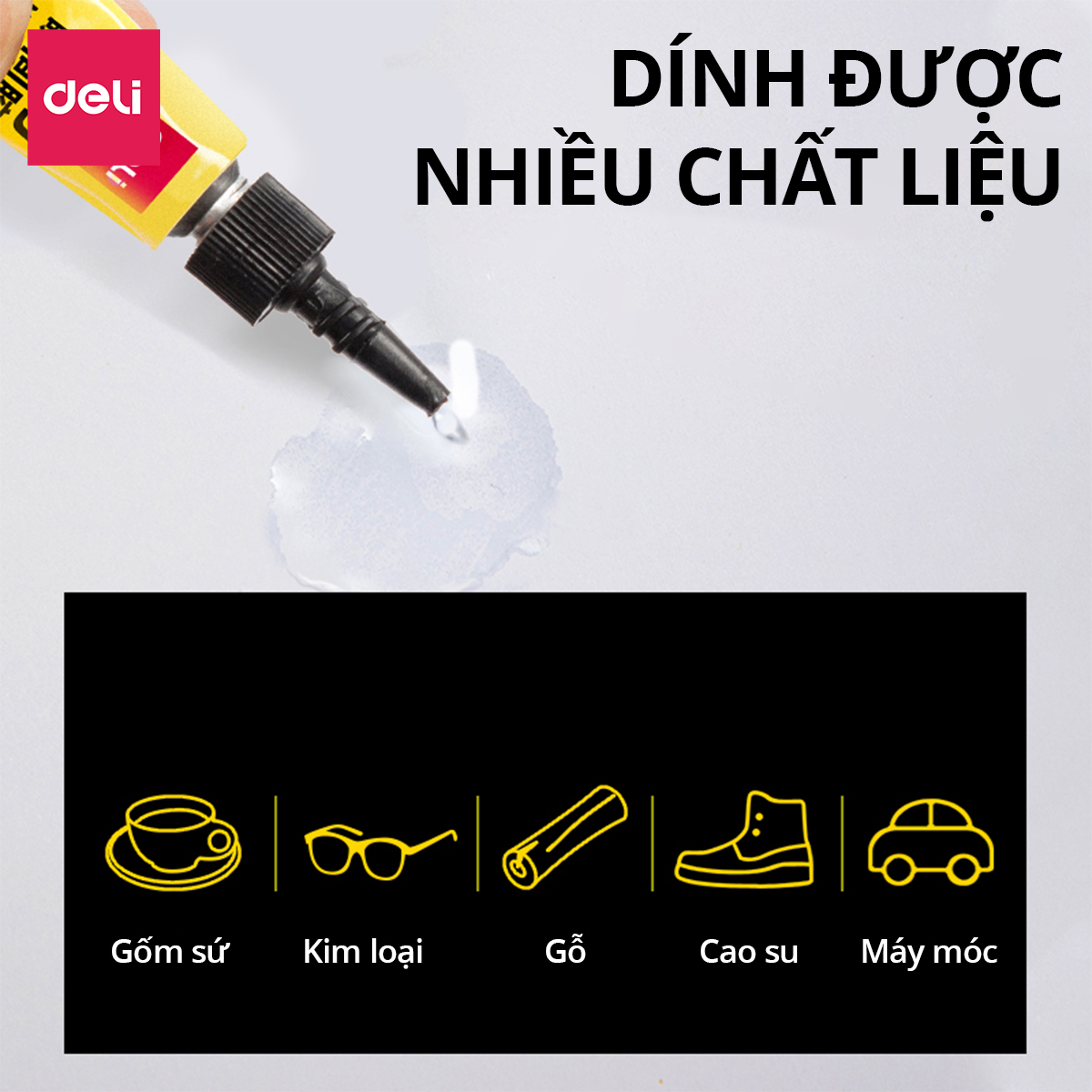 Set 3 tuýp keo 502 siêu dính cố định cực mạnh trong suốt khô nhanh Deli, keo dán giày, nhựa, gỗ, sắt, gốm sứ - Keo dán đa năng chuyên dụng tiện lợi