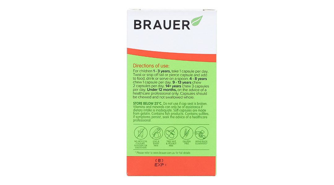 Brauer Ultra Pure Cod Liver Oil With DHA giúp phát triển xương cho bé lọ 90 viên