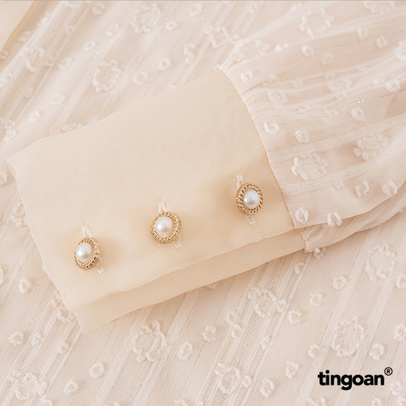 Áo somi xuyên thấu cổ đứng kèm dây phối bóng kính nude GLOSSIE BLOUSE/ND