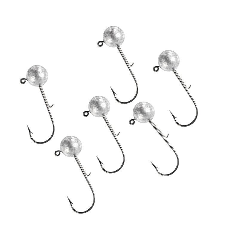 10pcs/lot Lead Head Jigs Hook 2G-7G All Size Round Ball Jig Head Hook Weedless Lead Long Shank Jig Head for Soft Worm Fishing