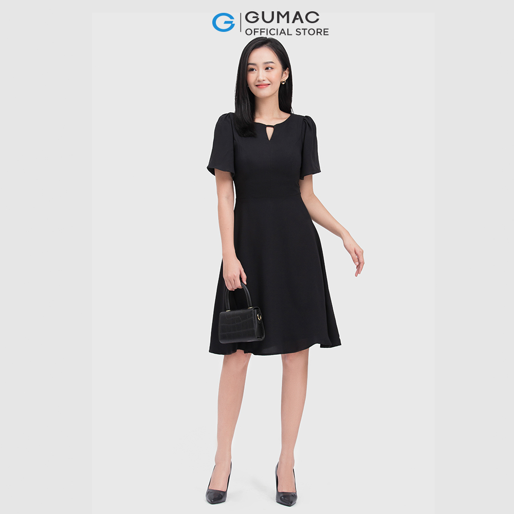 Đầm nữ DC05029 form A hơi xòe nhẹ cổ tròn khét chữ V