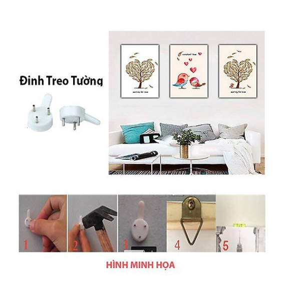 Đinh 3 Chân, Đinh 4 Chân Treo Tường, Đinh Treo Khung Ảnh Không Khoan Tường, Treo Đồ Nội Thất